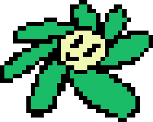 Pixel art green flower by Pixeley Gallery